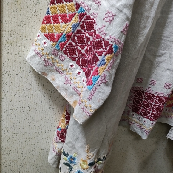 Johnny Was Boho Kimono Cardigan XL Aztec Embroidered Beige JW Los Angeles Clean - Picture 10 of 14